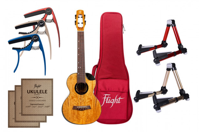 Flight Ukes, Capo, Ständer, Saiten